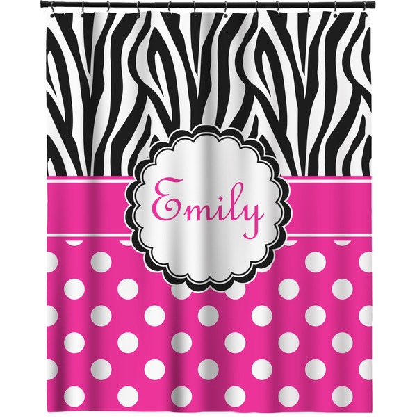 Custom Zebra Print & Polka Dots Extra Long Shower Curtain - 70"x84" (Personalized)