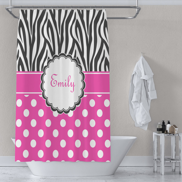 Zebra Print & Polka Dots Shower Curtain Lifestyle