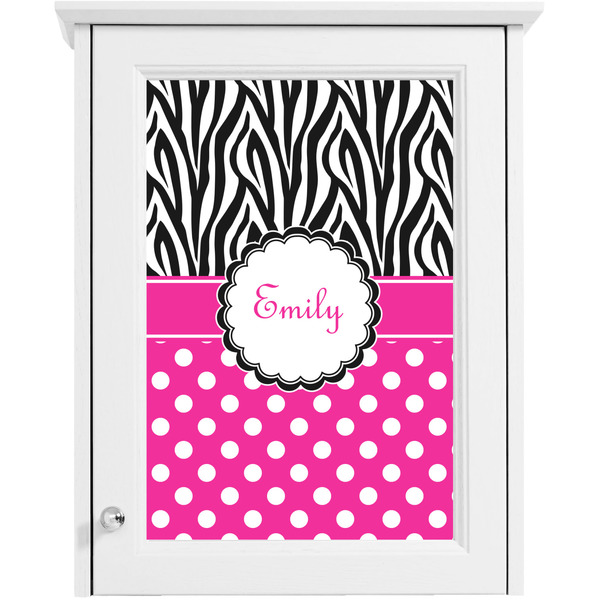 Zebra Print & Polka Dots Single White Cabinet Decal