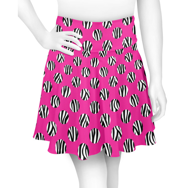Custom Zebra Print & Polka Dots Skater Skirt - Large