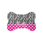 Zebra Print & Polka Dots Bone Shaped Dog Food Mat (Small) (Personalized)