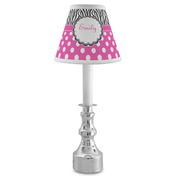 Zebra Print & Polka Dots Small Chandelier Lamp - LIFESTYLE (on candle stick)