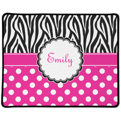 Zebra Print & Polka Dots Large Gaming Mouse Pad - 12.5" x 10" (Personalized)