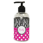 Zebra Print & Polka Dots Plastic Soap / Lotion Dispenser (8 oz - Small - Black) (Personalized)