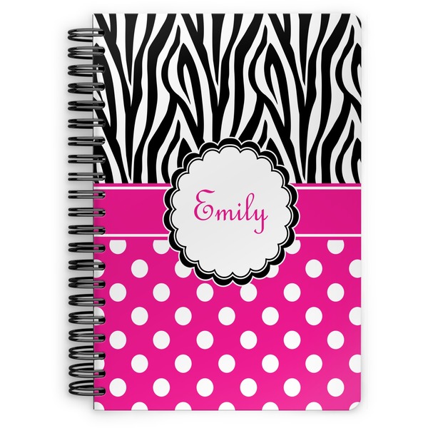 Custom Zebra Print & Polka Dots Spiral Notebook (Personalized)
