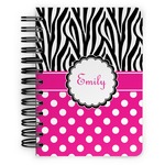 Zebra Print & Polka Dots Spiral Notebook - 5x7 w/ Name or Text