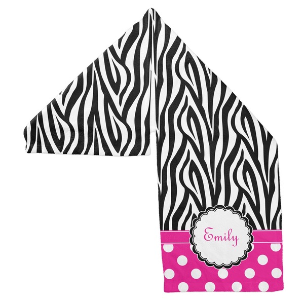 Zebra Print & Polka Dots Sports Towel Folded - Both Sides Showing