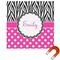 Zebra Print & Polka Dots Square Car Magnet - 6" (Personalized)