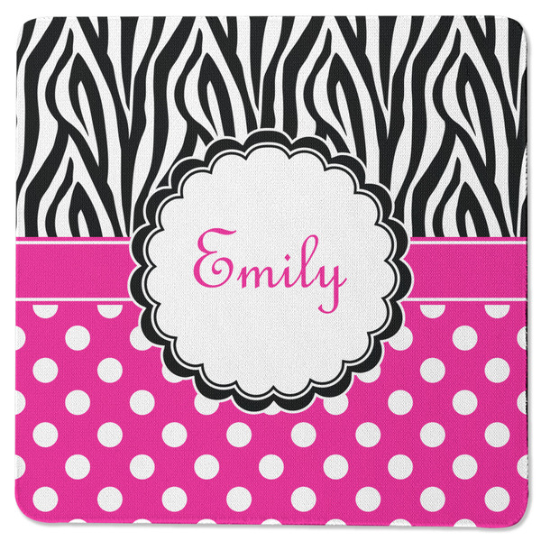 Zebra Print & Polka Dots Square Coaster Rubber Back - Single