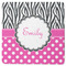 Zebra Print & Polka Dots Square Rubber Backed Coaster (Personalized)
