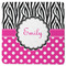 Zebra Print & Polka Dots Square Rubber Backed Coaster (Personalized)