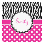 Zebra Print & Polka Dots Square Decal (Personalized)