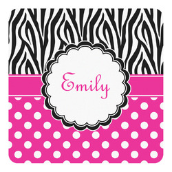 Zebra Print & Polka Dots Square Decal - Large (Personalized)