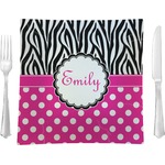 Zebra Print & Polka Dots Glass Square Lunch / Dinner Plate 9.5" (Personalized)