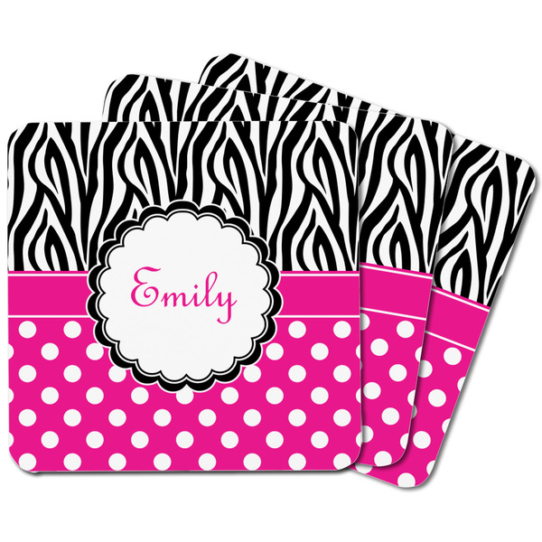 Zebra Print & Polka Dots Square Fridge Magnet - MAIN