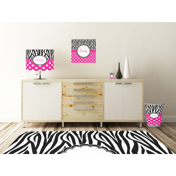 Zebra Print & Polka Dots Square Wall Decal Wooden Desk