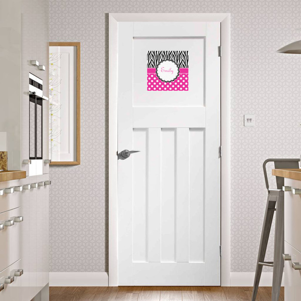 Zebra Print & Polka Dots Square Wall Decal on Door