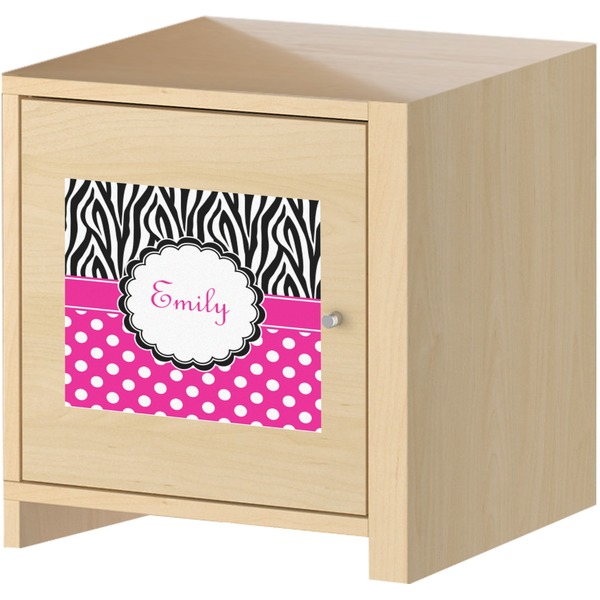 Zebra Print & Polka Dots Square Wall Decal on Wooden Cabinet