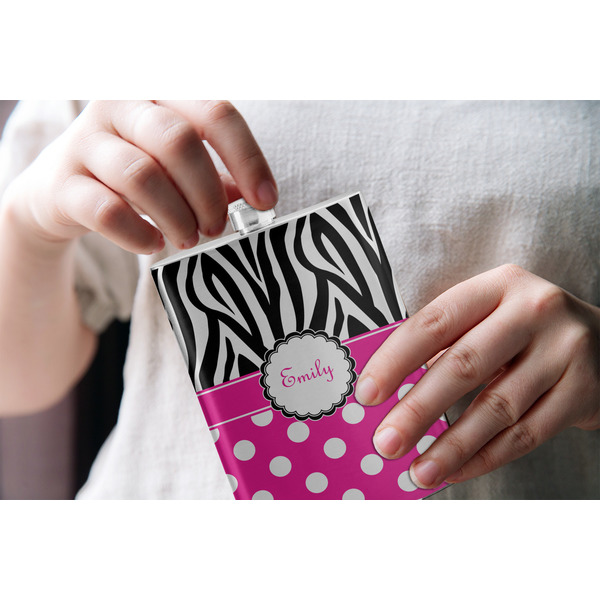 Zebra Print & Polka Dots Stainless Steel Flask - LIFESTYLE 1