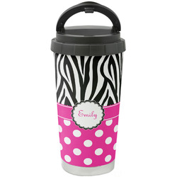 Zebra Print & Polka Dots Stainless Steel Coffee Tumbler (Personalized)