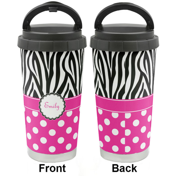 Zebra Print & Polka Dots Stainless Steel Travel Cup - Apvl