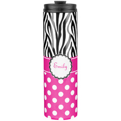 Zebra Print & Polka Dots Stainless Steel Skinny Tumbler - 20 oz (Personalized)