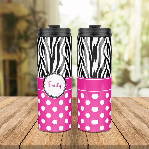 Zebra Print & Polka Dots Stainless Steel Tumbler - Lifestyle