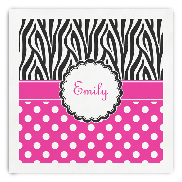 Custom Zebra Print & Polka Dots Paper Dinner Napkins (Personalized)