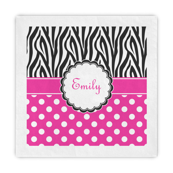 Custom Zebra Print & Polka Dots Decorative Paper Napkins (Personalized)