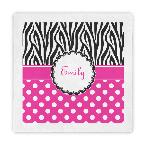 Custom Zebra Print & Polka Dots Standard Decorative Napkins (Personalized)