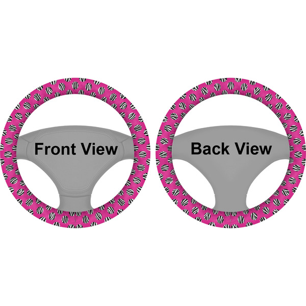 Zebra Print & Polka Dots Steering Wheel Cover- Front and Back