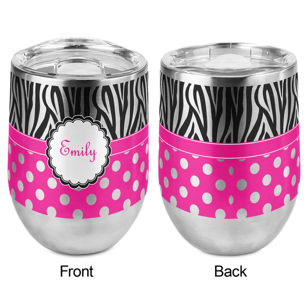 Zebra Print & Polka Dots Stemless Wine Tumbler - Full Print - Approval