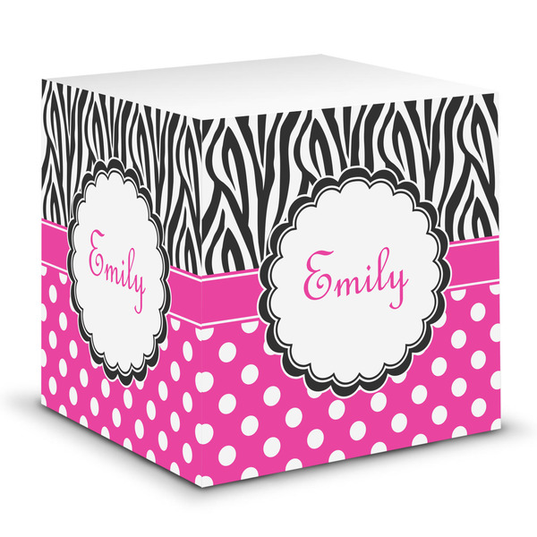 Custom Zebra Print & Polka Dots Sticky Note Cube (Personalized)