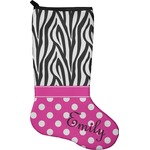 Zebra Print & Polka Dots Holiday Stocking - Single-Sided - Neoprene (Personalized)