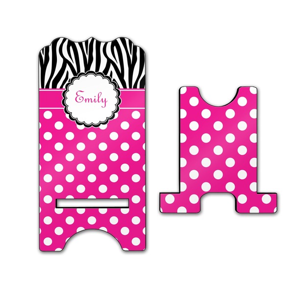 Zebra Print & Polka Dots Stylized Phone Stand - Front & Back - Large