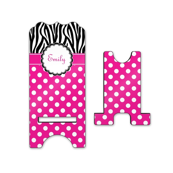 Zebra Print & Polka Dots Stylized Phone Stand - Front & Back - Small