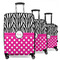 Zebra Print & Polka Dots 3 Piece Luggage Set - 20" Carry On, 24" Medium Checked, 28" Large Checked (Personalized)