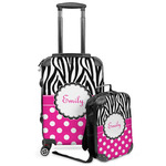 Zebra Print & Polka Dots Kids 2-Piece Luggage Set - Suitcase & Backpack (Personalized)