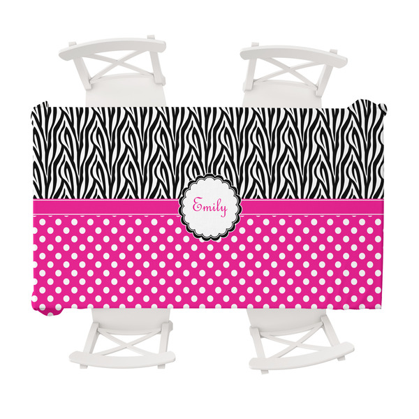 Custom Zebra Print & Polka Dots Tablecloth - 58"x102" (Personalized)