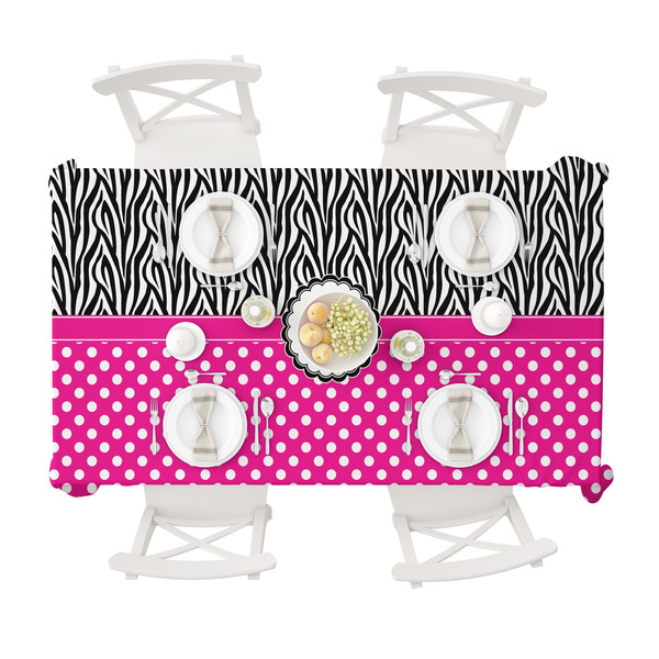 Zebra Print & Polka Dots Tablecloths (58"x102") - TOP VIEW