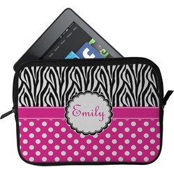Zebra Print & Polka Dots Tablet Case / Sleeve - Small (Personalized)