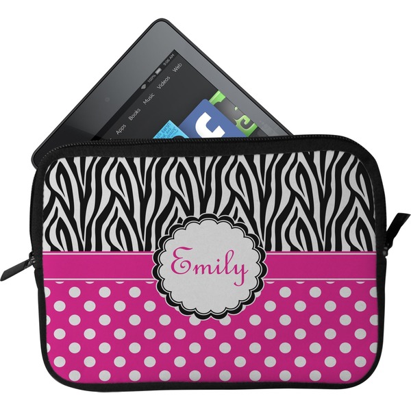 Custom Zebra Print & Polka Dots Tablet Case / Sleeve - Small (Personalized)