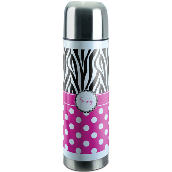 Custom Zebra Print & Polka Dots Stainless Steel Thermos (Personalized)
