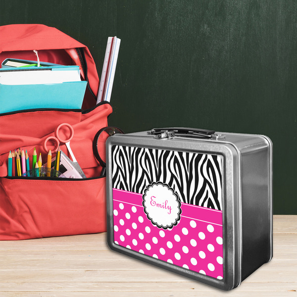Zebra Print & Polka Dots Tin Lunchbox - LIFESTYLE