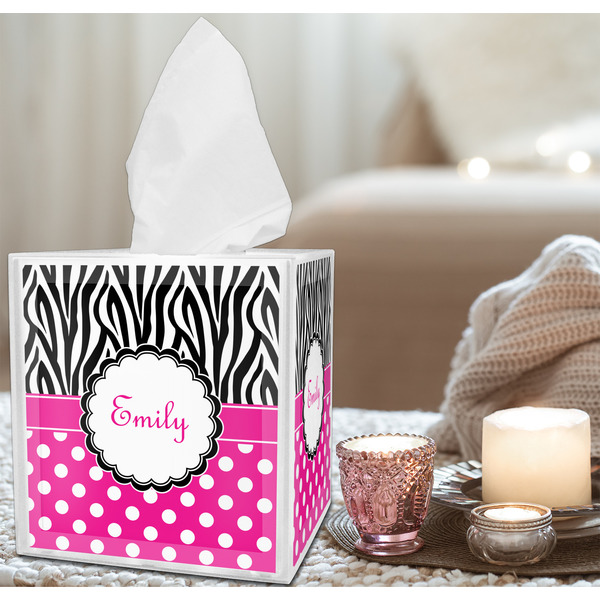 Zebra Print & Polka Dots Tissue Box - LIFESTYLE