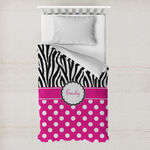Zebra Print & Polka Dots Toddler Duvet Cover w/ Name or Text