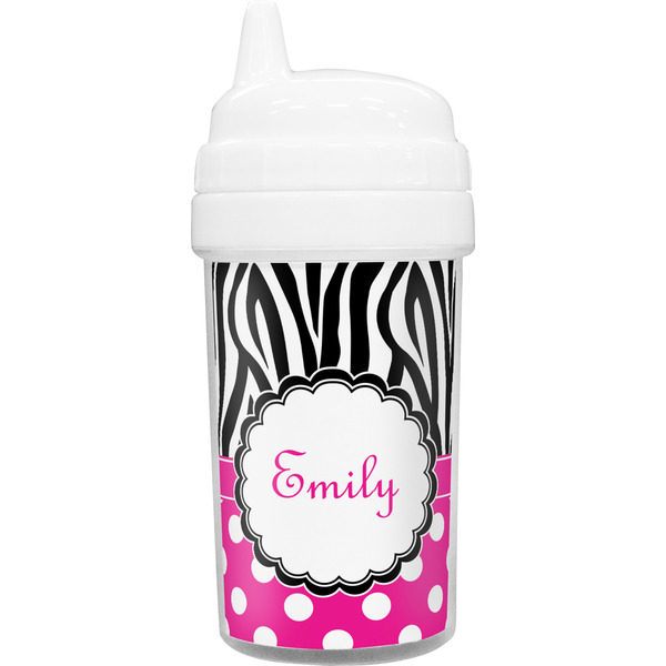 Custom Zebra Print & Polka Dots Sippy Cup (Personalized)