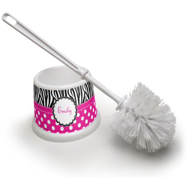 Custom Zebra Print & Polka Dots Toilet Brush (Personalized)