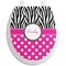 Zebra Print & Polka Dots Toilet Seat Decal - Round (Personalized)