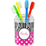 Zebra Print & Polka Dots Toothbrush Holder (Personalized)